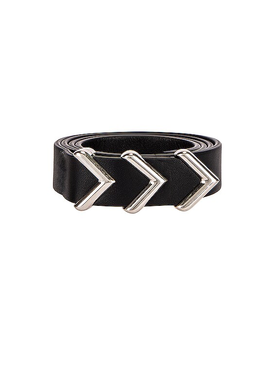 Bottega Veneta Metal Chevron Belt in Black & Silver | FWRD