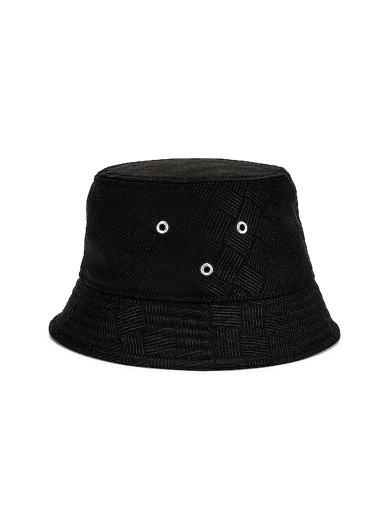 Bottega Veneta Intreccio Jacquard Nylon Bucket Hat in Black | FWRD