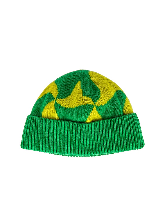 Bottega Veneta Wavy Triangle Wool Beanie in Parakeet & Kiwi | FWRD