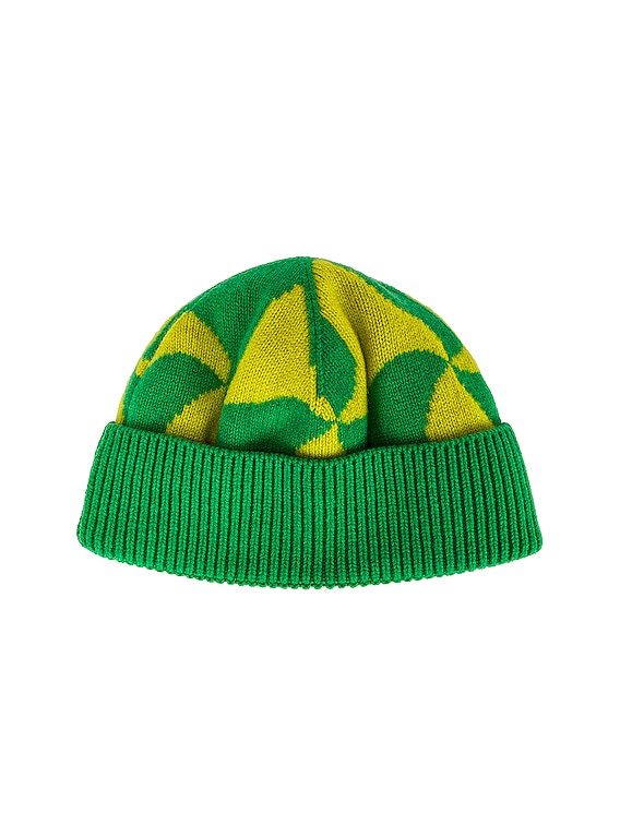 Bottega Veneta Wavy Triangle Wool Beanie in Parakeet & Kiwi | FWRD