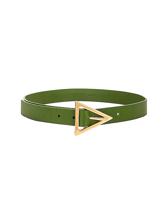 Triangular Reversible Leather Belt in Green - Bottega Veneta