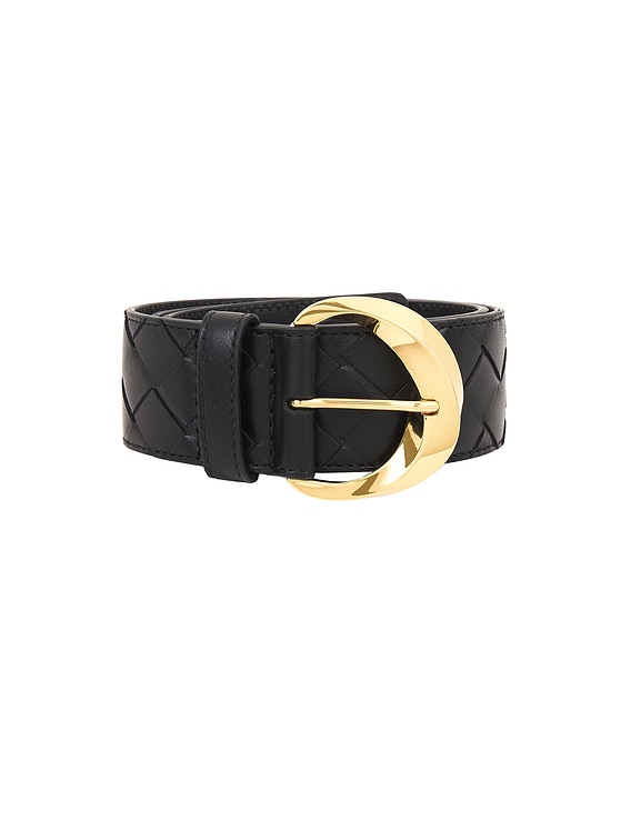 Bottega Veneta Essential Twist Belt in Black & Muse Brass | FWRD
