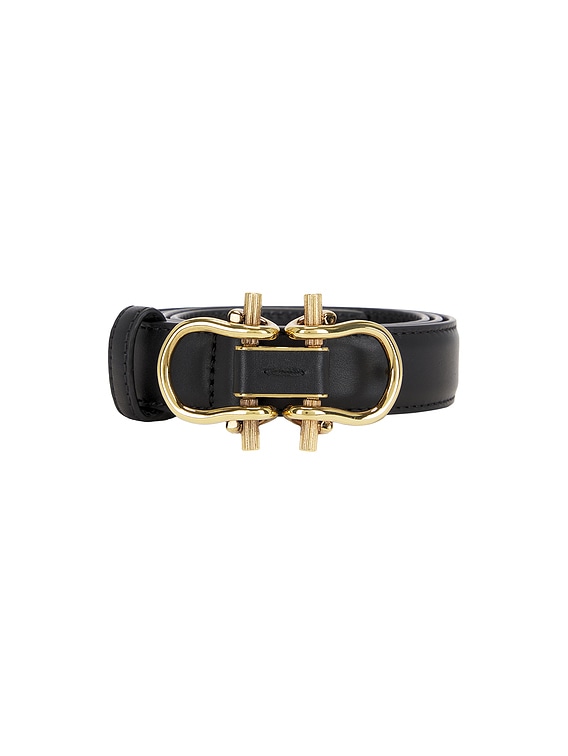 Bottega Veneta Monsieur Belt in Black & Muse Brass | FWRD