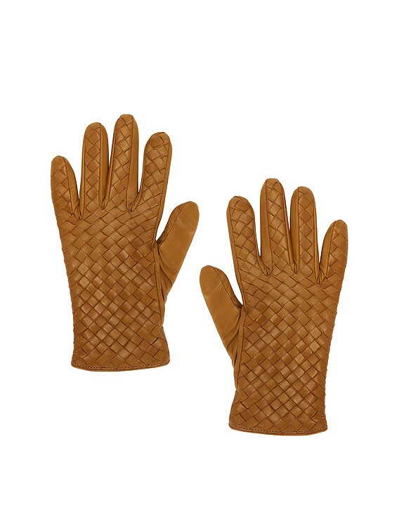 Bottega Veneta Leather Gloves in Acorn | FWRD