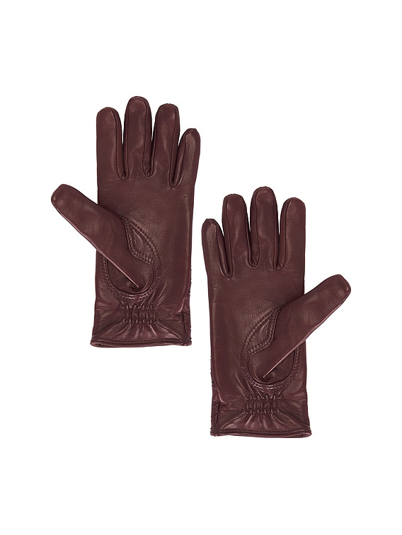 Bottega Veneta Glove Brown / ボッテガ レザー 手袋 Bottega Veneta Leather Gloves in Acorn | FWRD