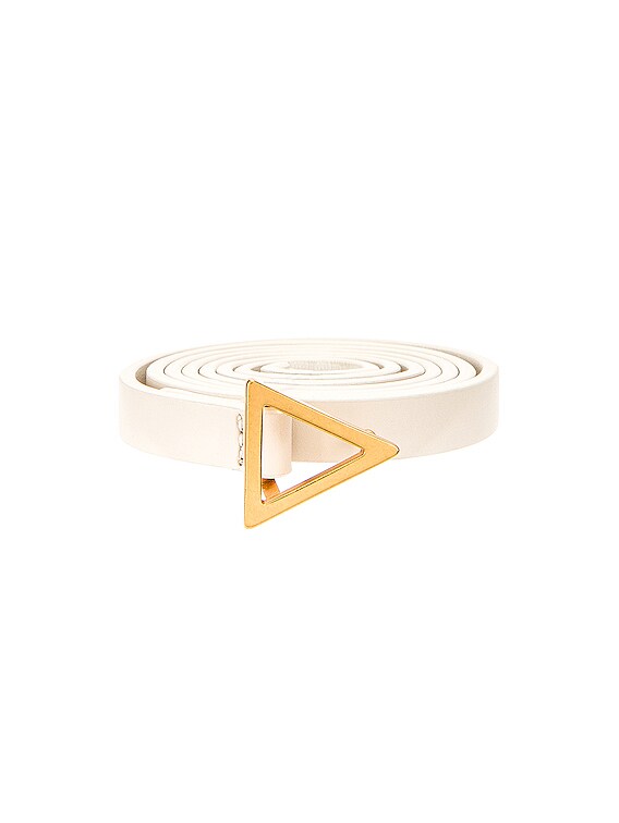 Bottega Veneta Triangle Skinny Belt in White & Gold | FWRD