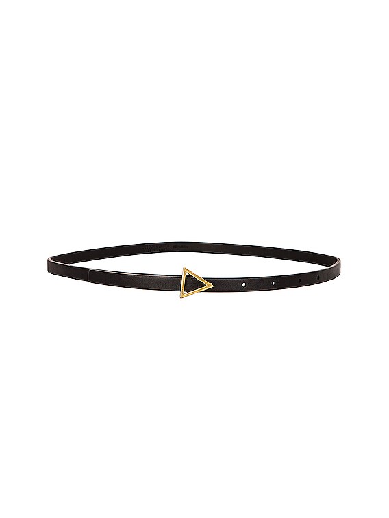 Bottega Veneta Triangle Skinny Belt in Black & Gold | FWRD display picture 2