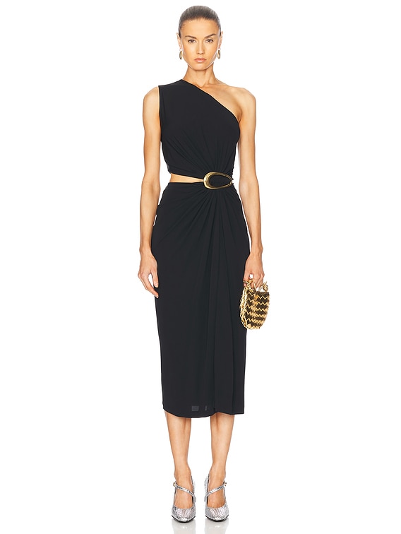 Bottega Veneta One Shoulder Dress in Black | FWRD
