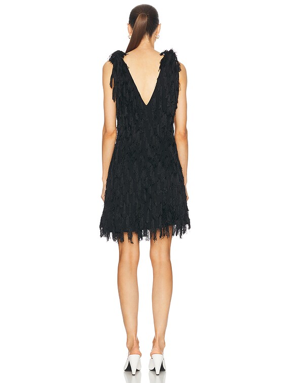 Bottega Veneta Fringe Crepe Mini Dress in Black | FWRD
