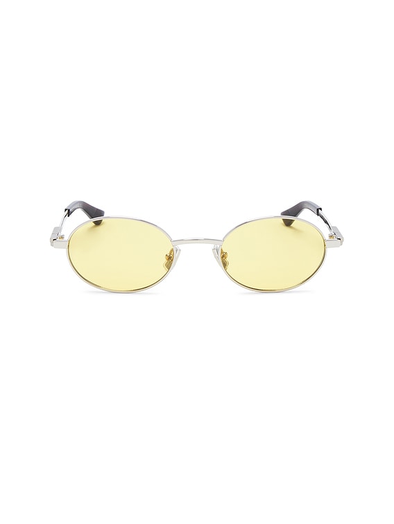 Bottega Veneta Women\'s Yellow and Silver Metal Sunglasses! Bottega Veneta: Classic Rectangular Sunglasses (Silver  main image 4