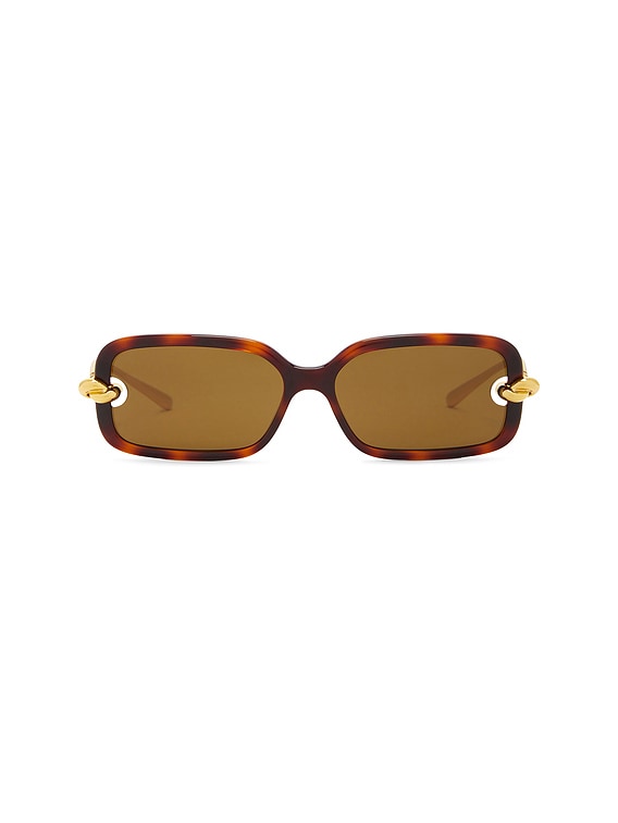 Bottega Veneta Knot Rectangular Sunglasses in Havana & Brown  display picture 2