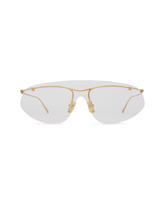 Bottega Veneta Knot Sunglasses in Shiny Gold & Clear | FWRD