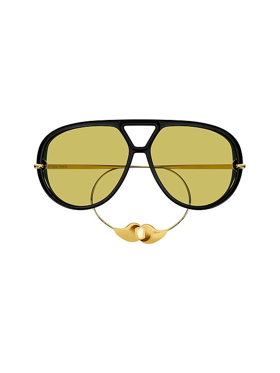 Bottega Veneta Pilot Drop Sunglasses in Black | FWRD