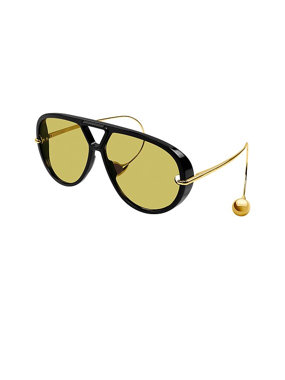 Bottega Veneta Pilot Drop Sunglasses in Black | FWRD display picture 2
