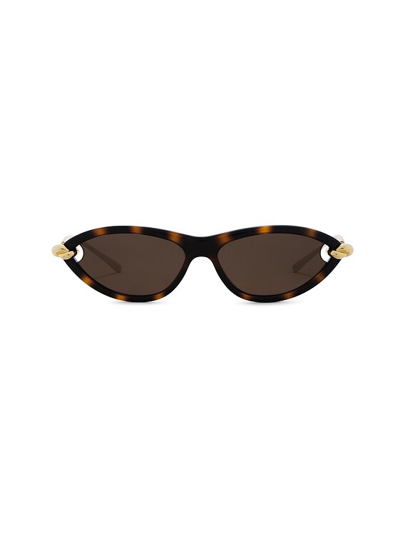 Bottega Veneta New Knot Sunglasses in Havana, Gold, & Brown | FWRD