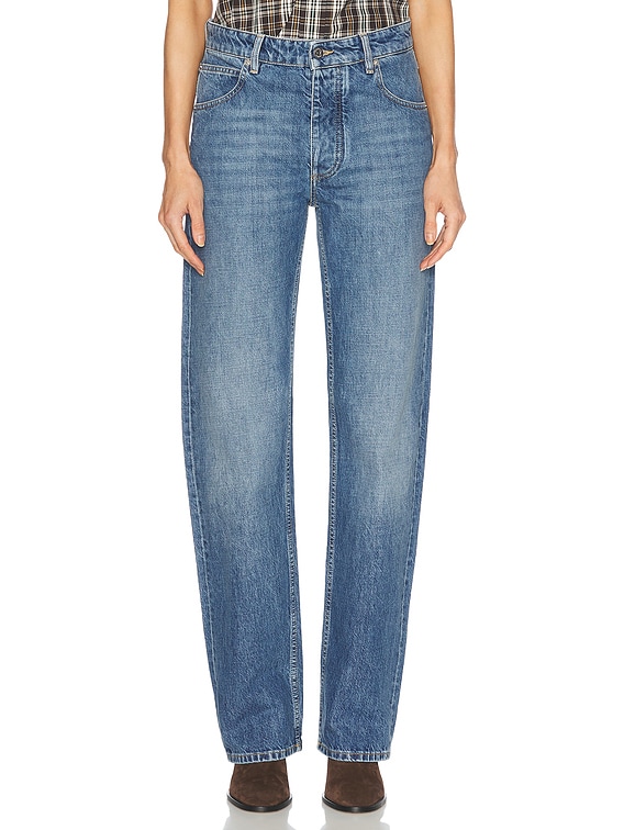 Bottega Veneta Straight Leg Jeans in Mid Blue | FWRD