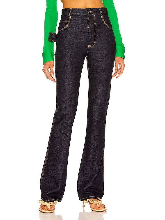 【BOTTEGA VENETA】BOTTEGA VENETA Denim Flared Pants Bottega Veneta High-Rise Wide-Leg Denim Boyfriend Trousers