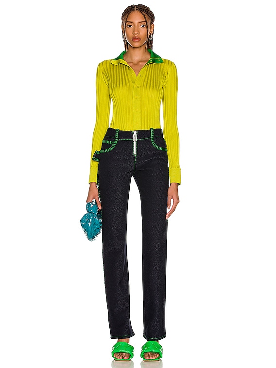 Bottega Veneta Silk Rib Cardigan in Kiwi | FWRD