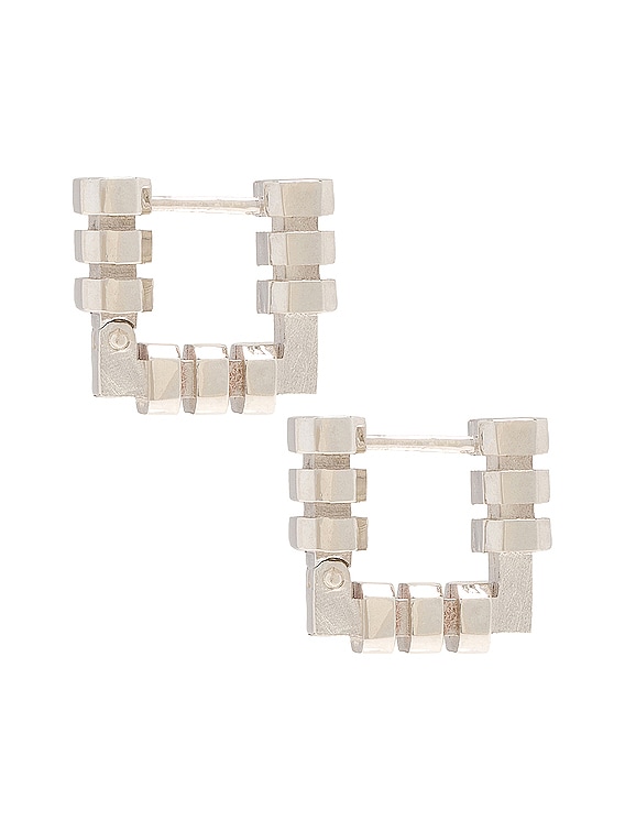 Bottega Veneta Square Earrings in Silver | FWRD