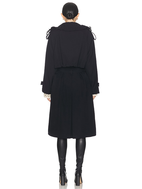 Bottega Veneta Wool Trench Coat in Midnight Blue | FWRD