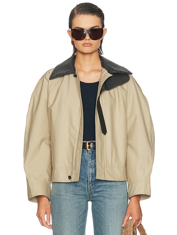 Bottega Veneta Leather Trim Jacket in Sahara | FWRD