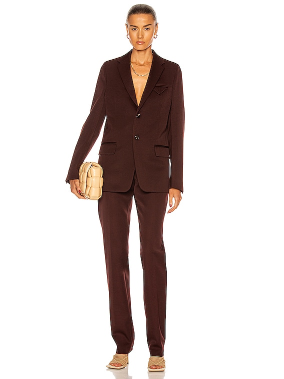 Bottega Veneta Sartorial Grain De Poudre Blazer in Burgundy