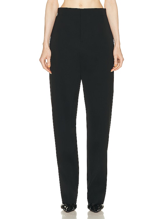 【送料関税込み】BOTTEGA VENETA Black Wool Pant Wool twill straight pants in black - Bottega Veneta | Mytheresa