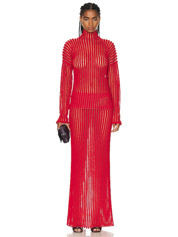 Bottega Veneta Stripes Long Skirt in Vernis | FWRD
