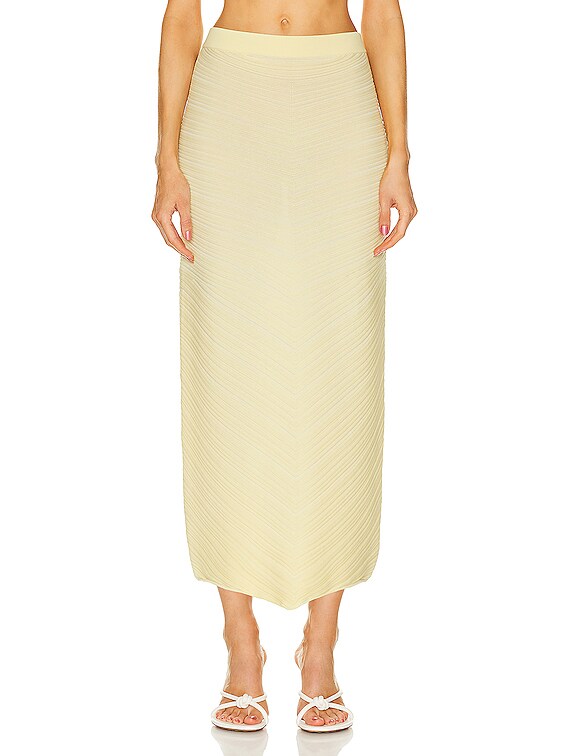 Bottega Veneta Cotton Moving Rib Skirt in Pineapple Chalk | FWRD