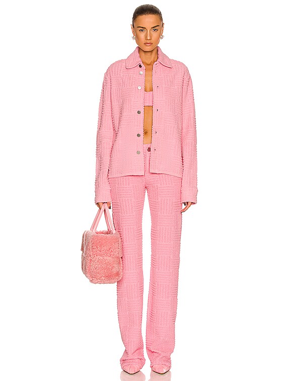 Bottega Veneta Jacquard Intreccio Towelling Bra in Bubblegum
