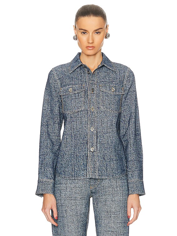 Bottega Veneta Enlarged Textured Denim Printed Shirt in