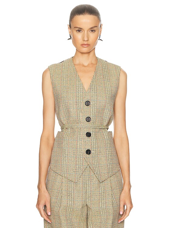 ジャケット BOTTEGA VENETA Sand Twill Vest Bottega Veneta Tailored Vest in Beige, Yellow, & Blue | FWRD
