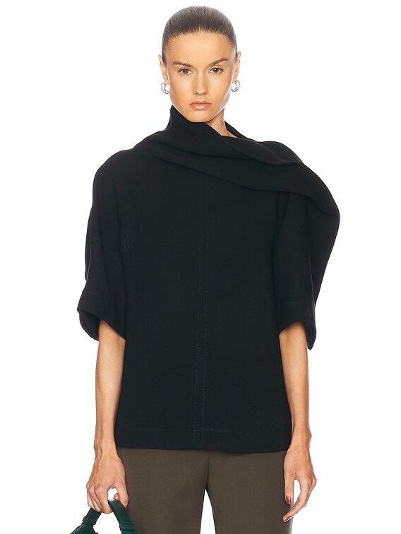 Bottega Veneta Draped Neck Top in Black | FWRD