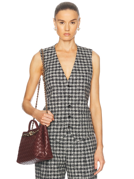 Bottega Veneta Wool Vest Top in Black, Pear, & Khaki | FWRD