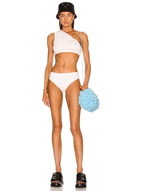 Bottega Veneta Nylon Crinkle Bikini Set in White | FWRD