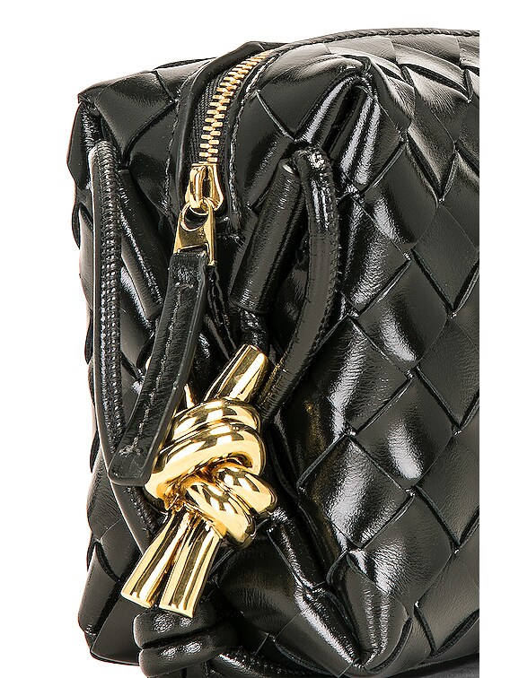 Bottega Veneta Mini Loop Metal Knot Bag in Dark Green & Muse Brass