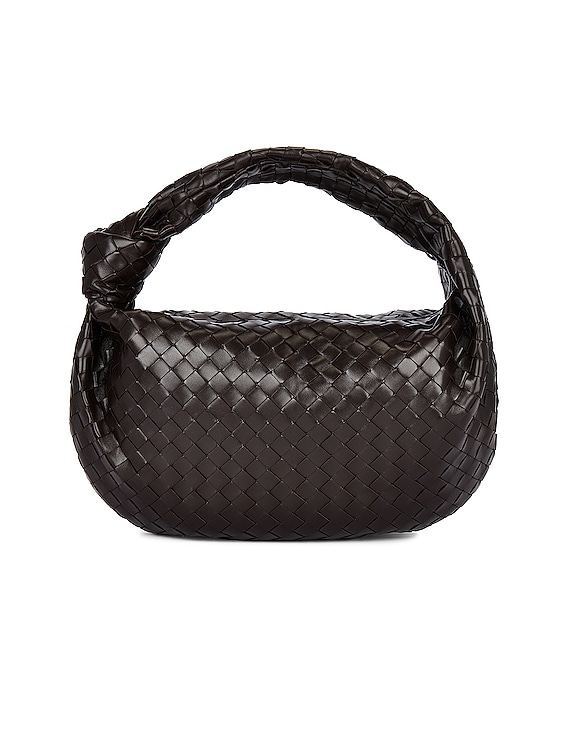 Silver Jodie mini Intrecciato-leather clutch bag, Bottega Veneta