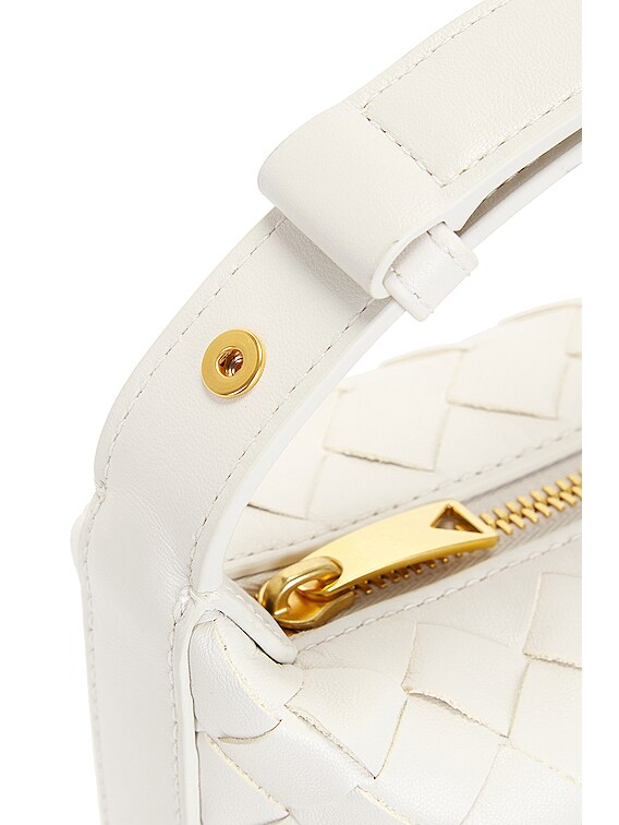 Bottega Veneta Candy Wallace Handbag in White & Gold | FWRD