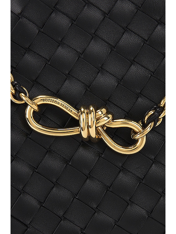 Bottega Veneta Small Andiamo Chain Bag in Black & Muse Brass