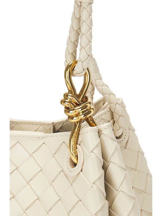 Bottega Veneta Small Andiamo Parachute Bag in Sea Salt & Muse 