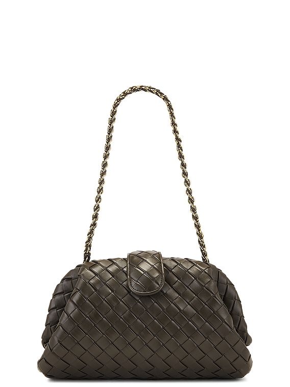 Bottega Veneta Lauren 1980 Teen Clutch in Kaki & Muse Brass
