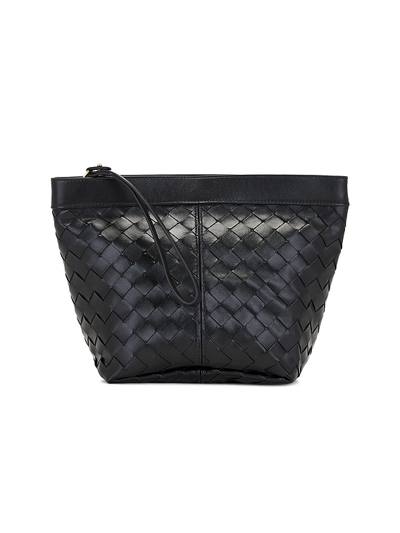 Bottega Veneta Medium Prism Pouch in Black & Gold | FWRD