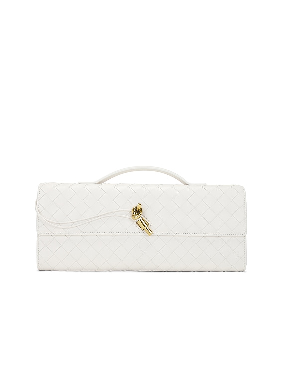 Bottega Veneta Andiamo Long Clutch in White & Muse Brass | FWRD