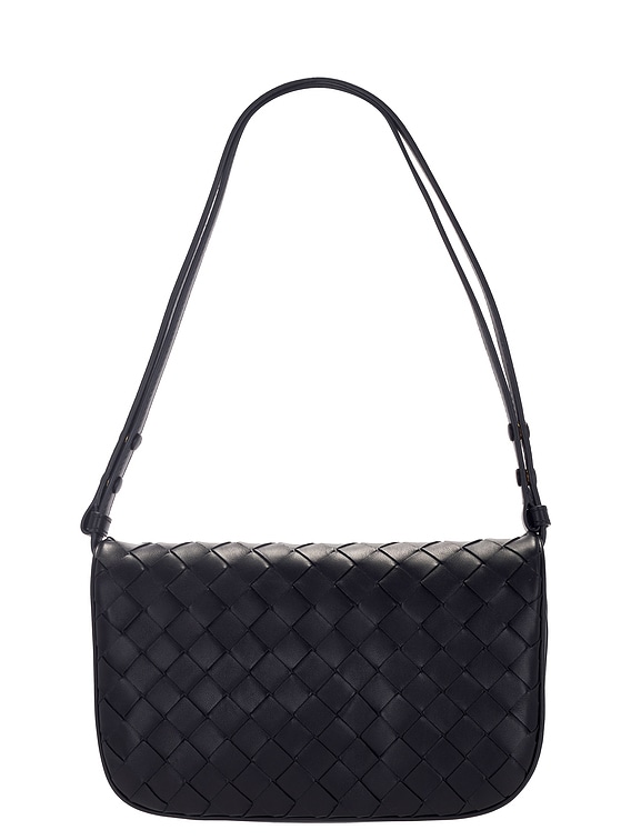Bottega Veneta Intrecciato Puff Pouch in Black & Space Gold