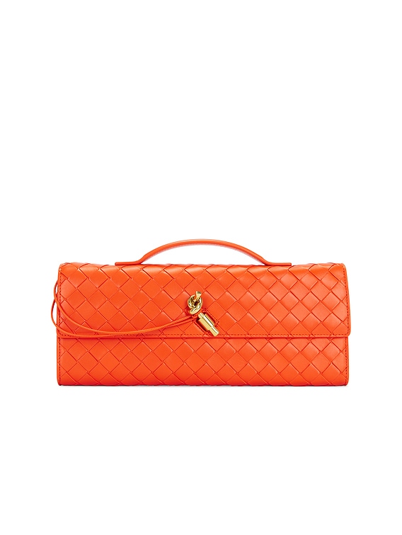 Bottega Veneta Andiamo Long Clutch in Orange & Muse Brass | FWRD