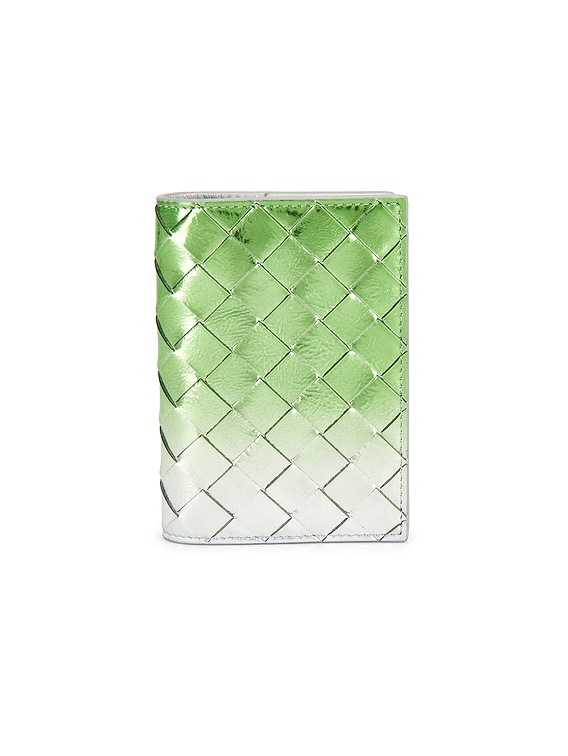Bottega Veneta Intrecciato Passport Case in Silver & Fresh