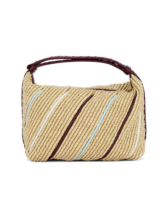 Bottega Veneta Wallace Raffia Bag in Natural, Barolo, Zenith