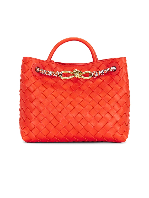 小物 taimelu121 BOTTEGA VENETA Bottega Veneta Medium Fox Pouf - Papaya/White/Black | Editorialist