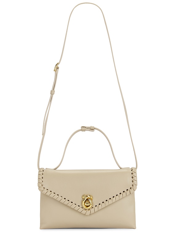 Bottega Veneta Knot Lock Bag in Ecru & Muse Brass | FWRD