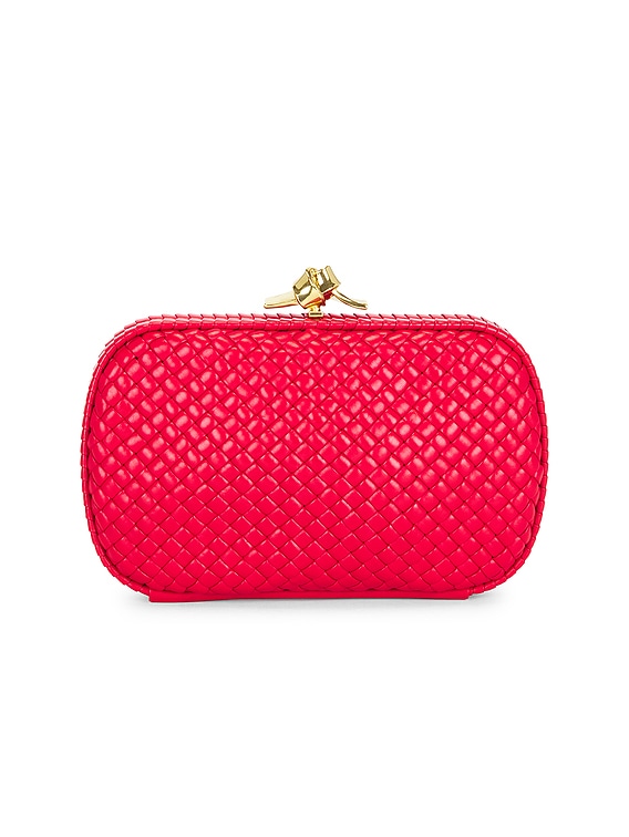Bottega Veneta Tosca Knot Clutch in Cardinal & Brass Vibrato | FWRD